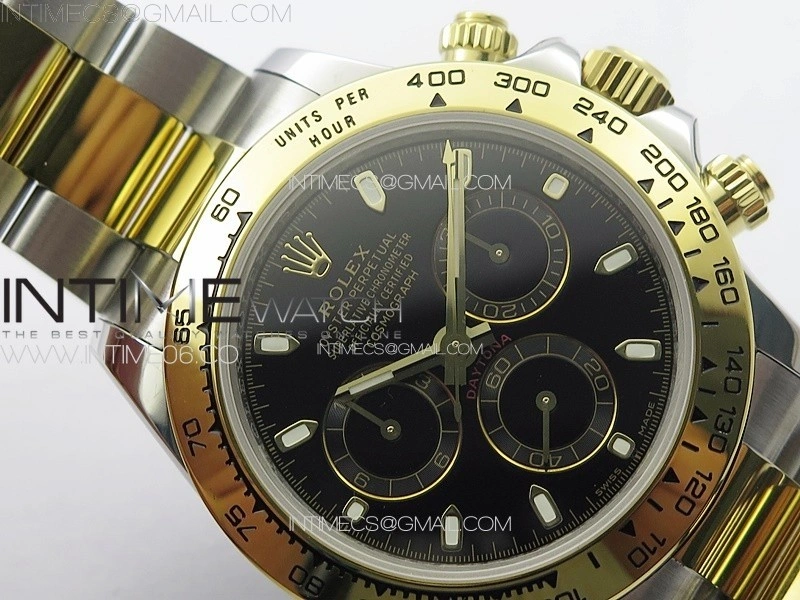 Daytona 116503 YG SS APSF Black Dial Stick Markers On YG SS Bracelet Slim A7750