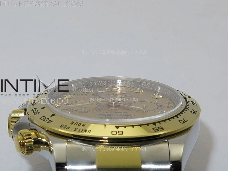 Daytona 116503 YG SS APSF Gold Dial Crystals Markers On YG SS Bracelet Slim A7750