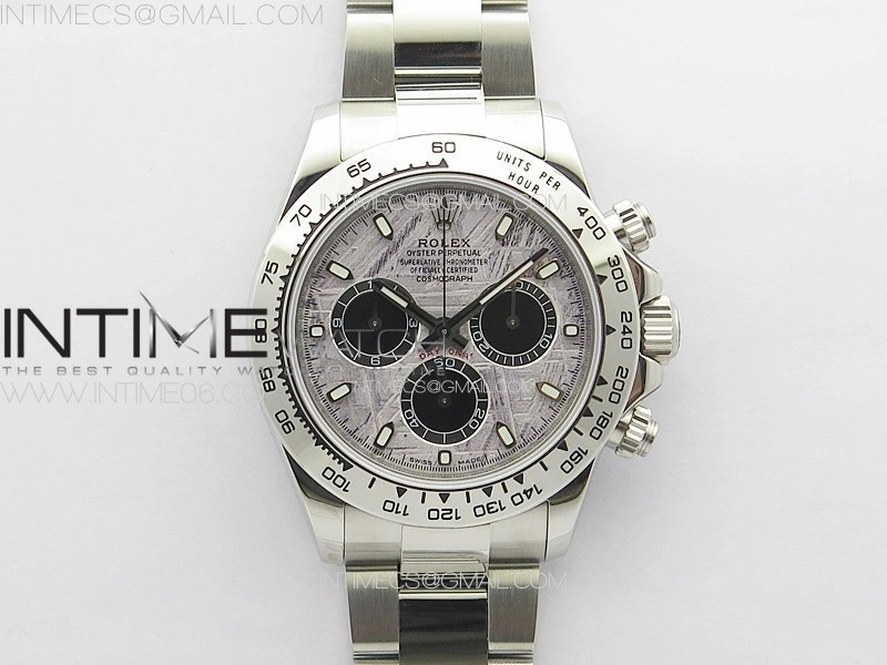 Daytona 116506 APSF Meteorite Dial Sticks Markers On SS Bracelet Slim A7750