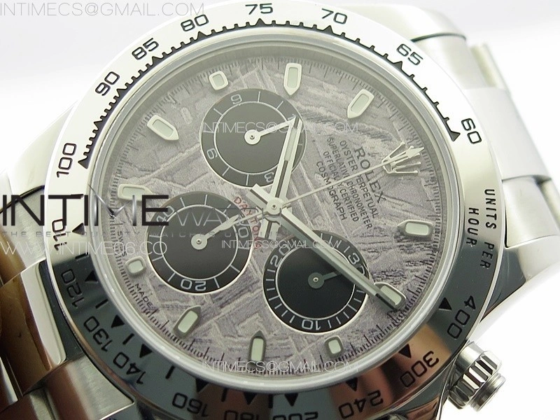 Daytona 116506 APSF Meteorite Dial Sticks Markers On SS Bracelet Slim A7750
