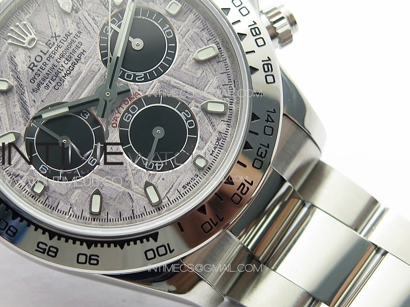 Daytona 116506 APSF Meteorite Dial Sticks Markers On SS Bracelet Slim A7750