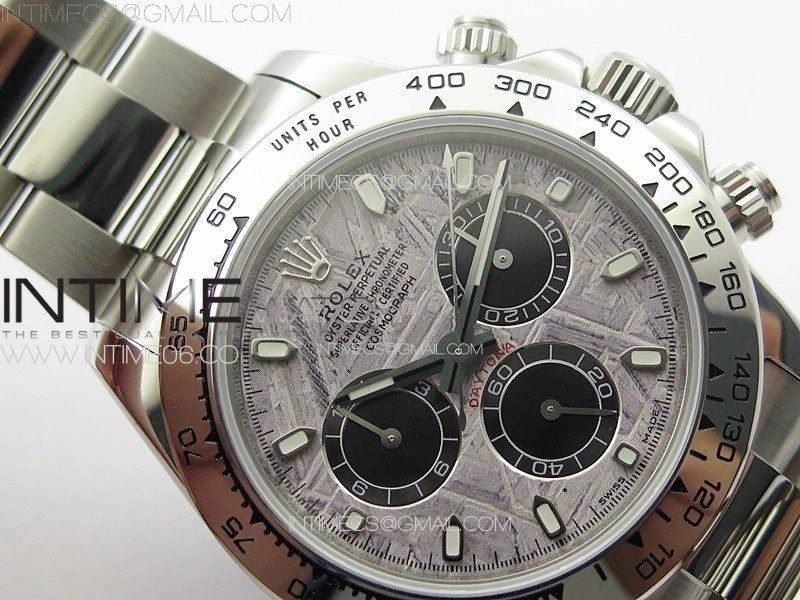 Daytona 116506 APSF Meteorite Dial Sticks Markers On SS Bracelet Slim A7750