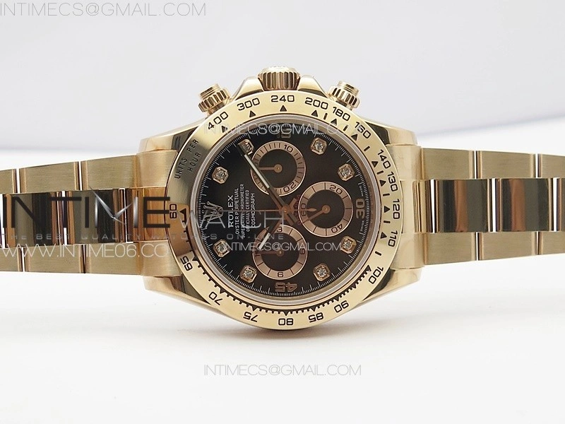 Daytona 116506 RG APSF Black Dial Crytals Markers On RG Bracelet Slim A7750
