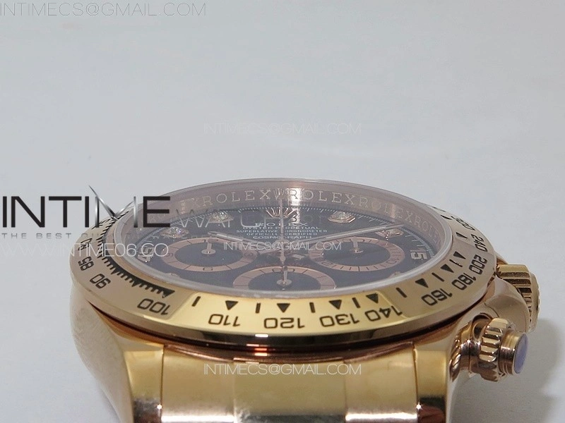 Daytona 116506 RG APSF Black Dial Crytals Markers On RG Bracelet Slim A7750