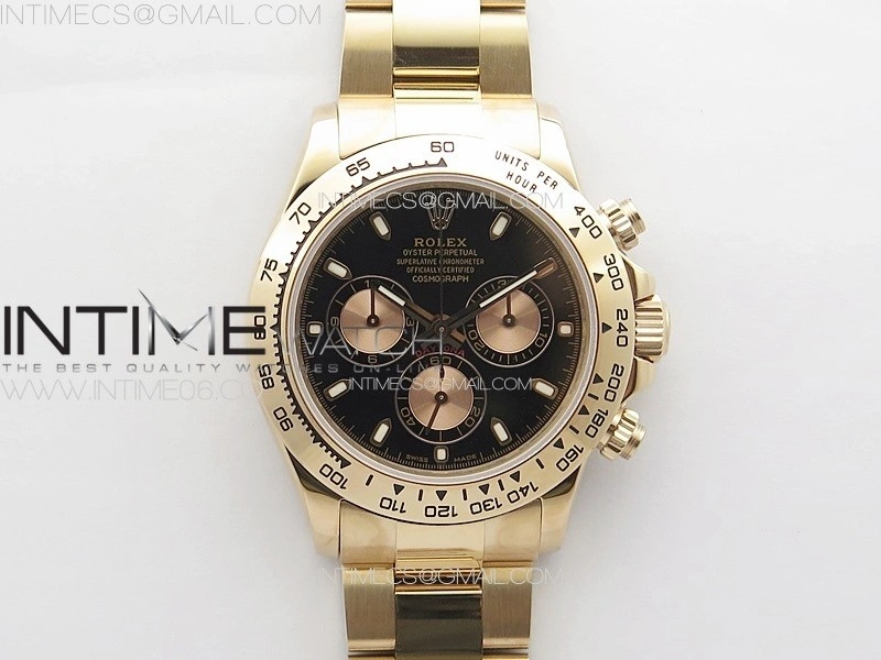 Daytona 116506 RG APSF Black Dial Sticks Markers On RG Bracelet Slim A7750