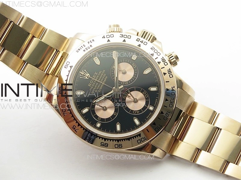 Daytona 116506 RG APSF Black Dial Sticks Markers On RG Bracelet Slim A7750