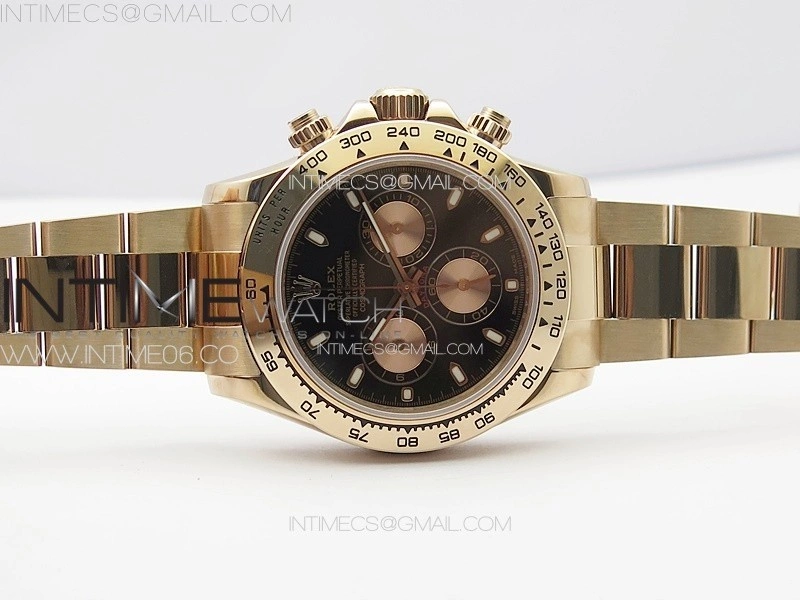 Daytona 116506 RG APSF Black Dial Sticks Markers On RG Bracelet Slim A7750