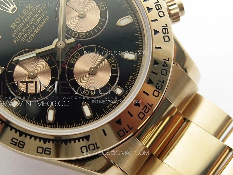 Daytona 116506 RG APSF Black Dial Sticks Markers On RG Bracelet Slim A7750