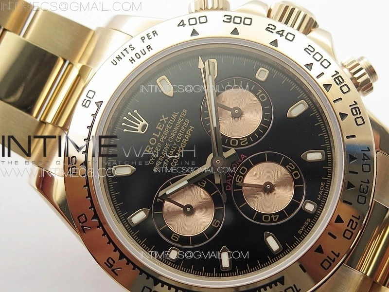 Daytona 116506 RG APSF Black Dial Sticks Markers On RG Bracelet Slim A7750