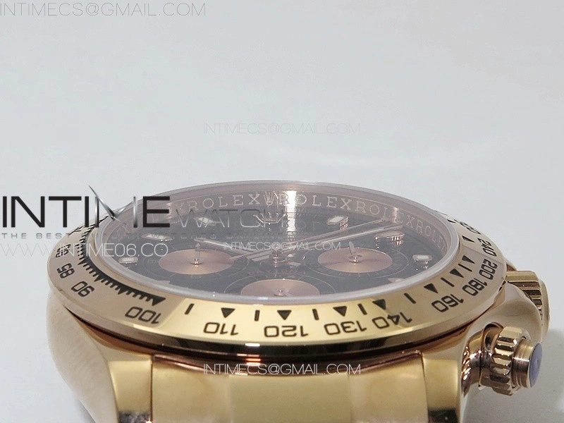 Daytona 116506 RG APSF Black Dial Sticks Markers On RG Bracelet Slim A7750