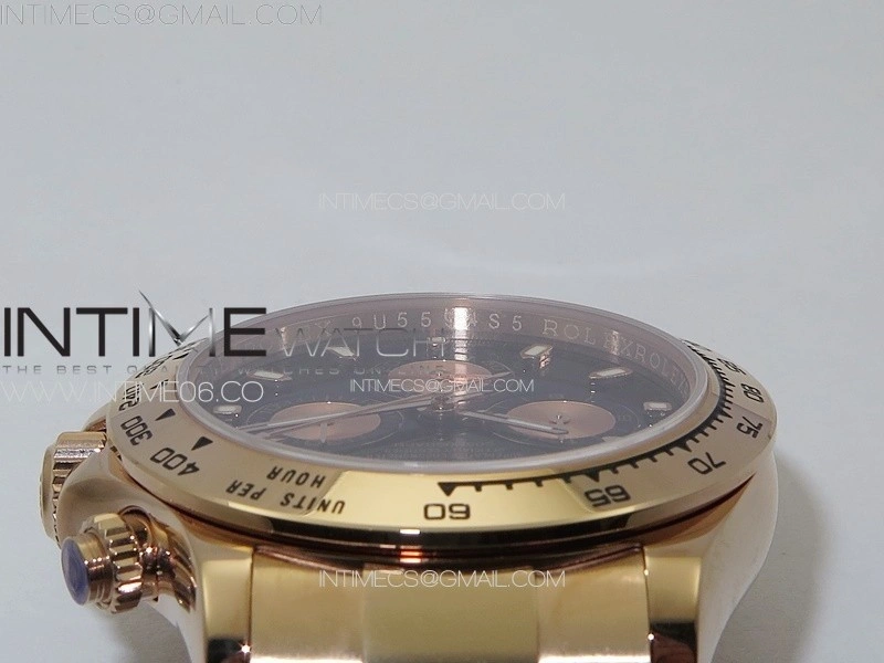 Daytona 116506 RG APSF Black Dial Sticks Markers On RG Bracelet Slim A7750