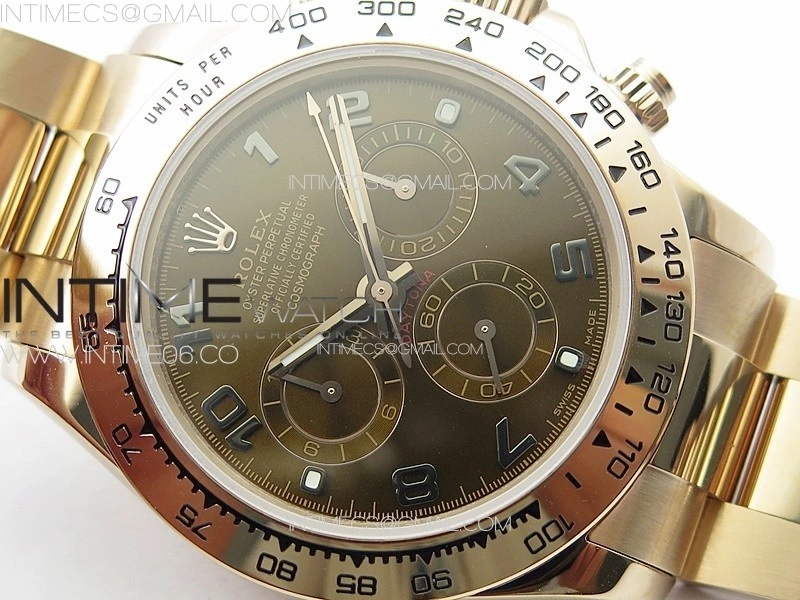 Daytona 116506 RG APSF Brown Dial Numbers Markers On RG Bracelet Slim A7750