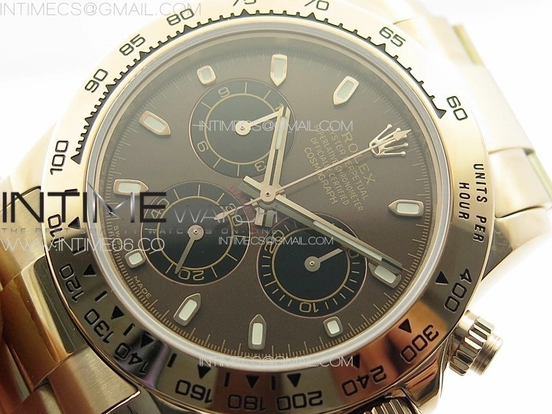 Daytona 116506 RG APSF Brown Dial Sticks Markers On RG Bracelet Slim A7750