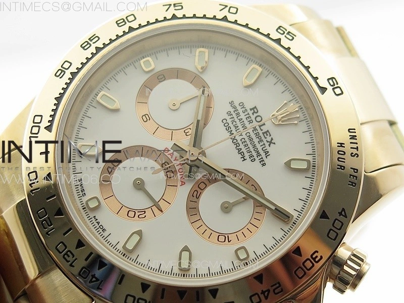 Daytona 116506 RG APSF White Dial Sticks Markers On RG Bracelet Slim A7750