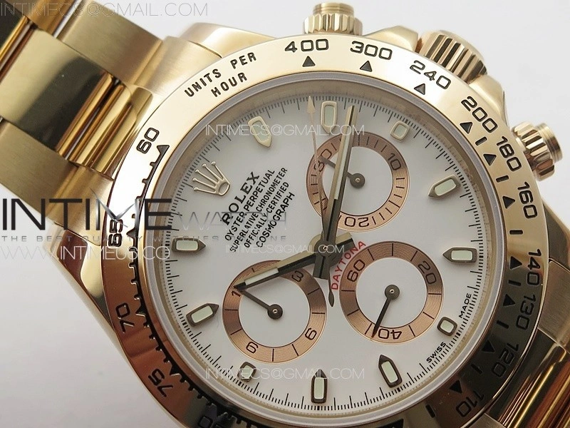 Daytona 116506 RG APSF White Dial Sticks Markers On RG Bracelet Slim A7750