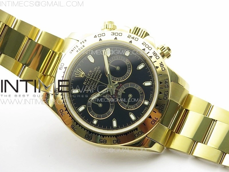 Daytona 116508 YG APSF Black Dial Sticks Markers On YG Bracelet Slim A7750