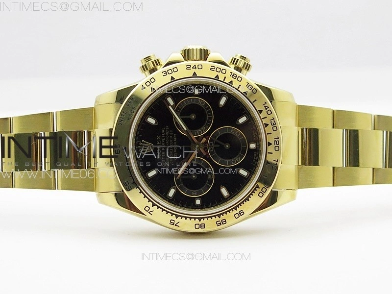 Daytona 116508 YG APSF Black Dial Sticks Markers On YG Bracelet Slim A7750