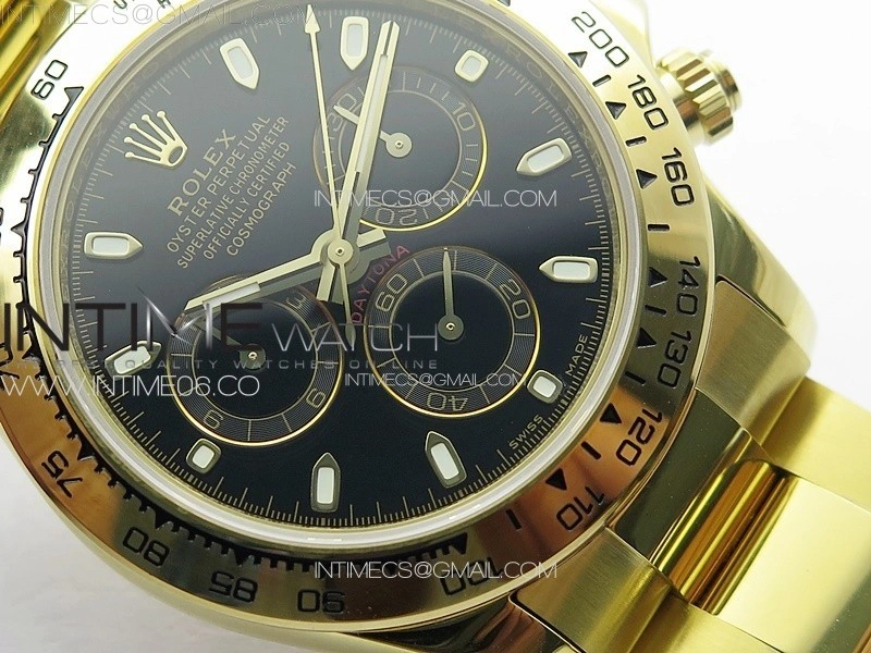 Daytona 116508 YG APSF Black Dial Sticks Markers On YG Bracelet Slim A7750