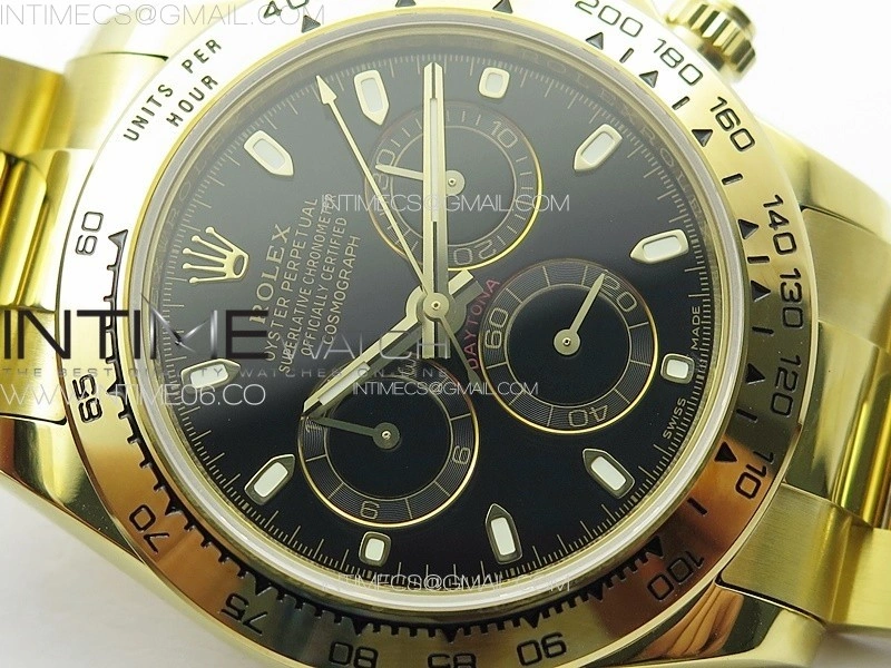 Daytona 116508 YG APSF Black Dial Sticks Markers On YG Bracelet Slim A7750