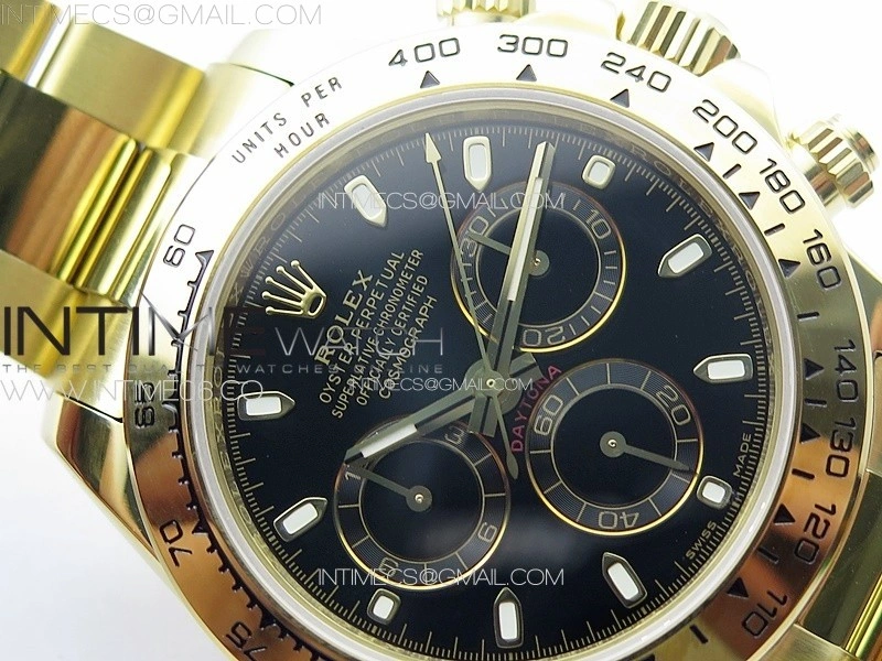 Daytona 116508 YG APSF Black Dial Sticks Markers On YG Bracelet Slim A7750