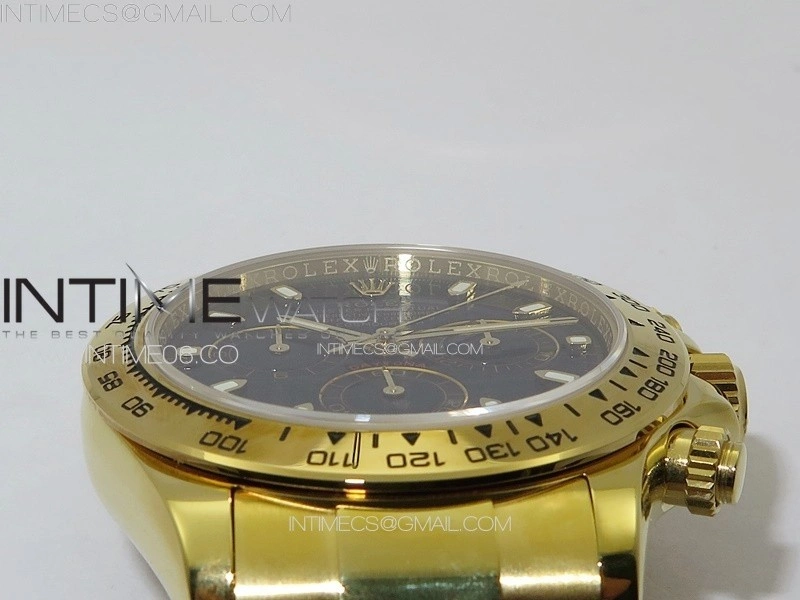 Daytona 116508 YG APSF Black Dial Sticks Markers On YG Bracelet Slim A7750
