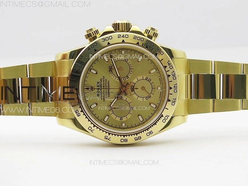 Daytona 116508 YG APSF Gold Dial Stick Markers On YG Bracelet Slim A7750