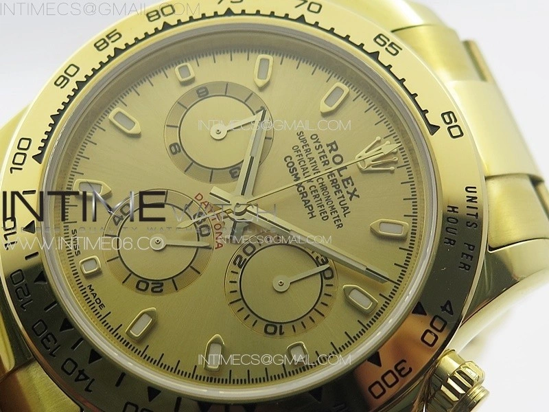 Daytona 116508 YG APSF Gold Dial Stick Markers On YG Bracelet Slim A7750