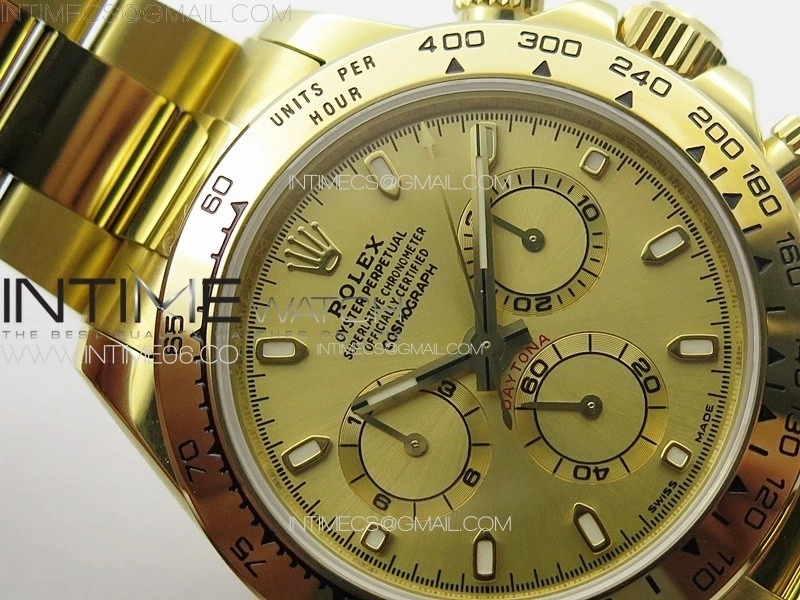 Daytona 116508 YG APSF Gold Dial Stick Markers On YG Bracelet Slim A7750