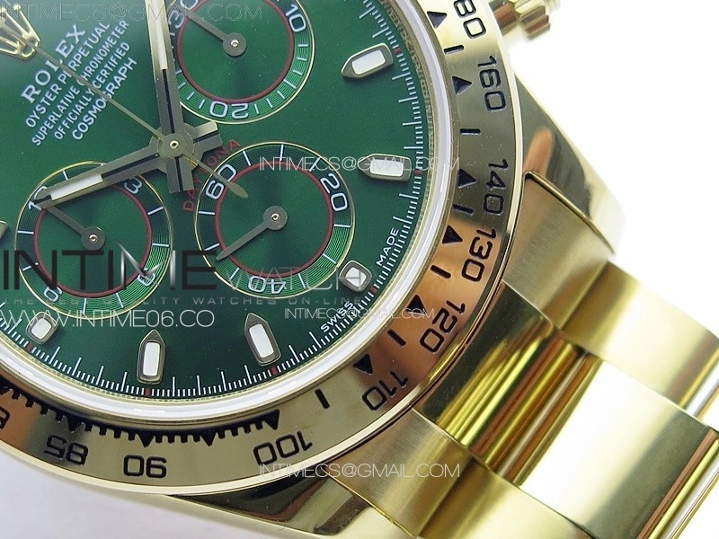 Daytona 116508 YG APSF Green Dial Sticks Markers On YG Bracelet Slim A7750