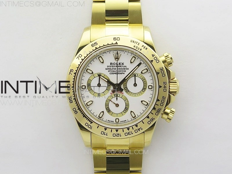 Daytona 116508 YG APSF White Dial Stick Markers On YG Bracelet Slim A7750