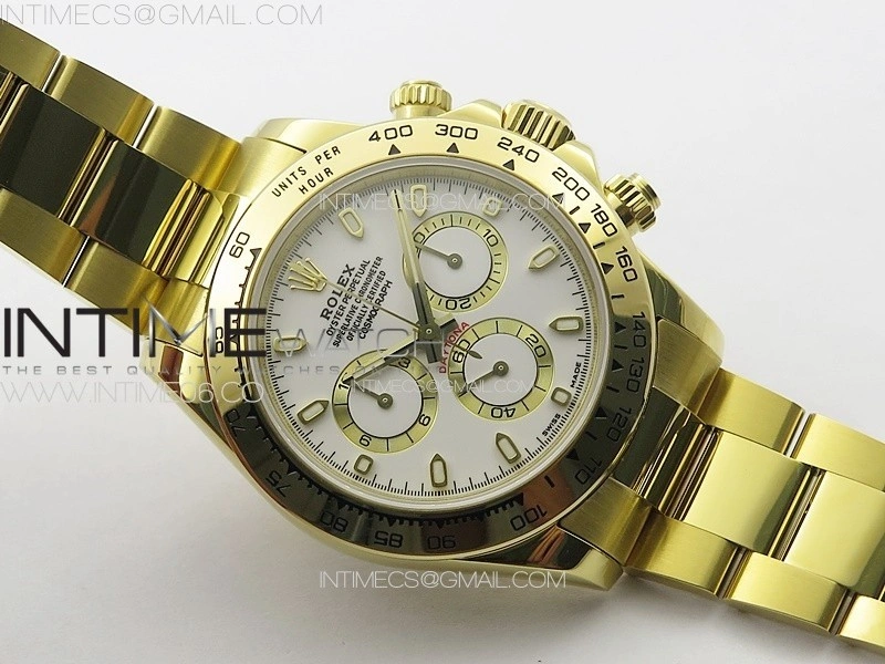 Daytona 116508 YG APSF White Dial Stick Markers On YG Bracelet Slim A7750