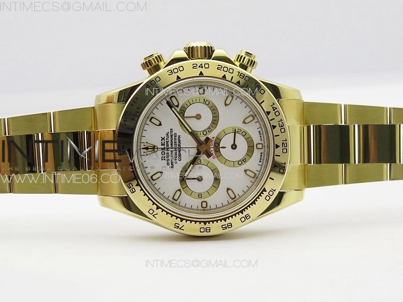 Daytona 116508 YG APSF White Dial Stick Markers On YG Bracelet Slim A7750