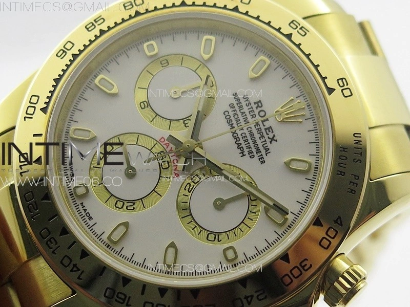 Daytona 116508 YG APSF White Dial Stick Markers On YG Bracelet Slim A7750