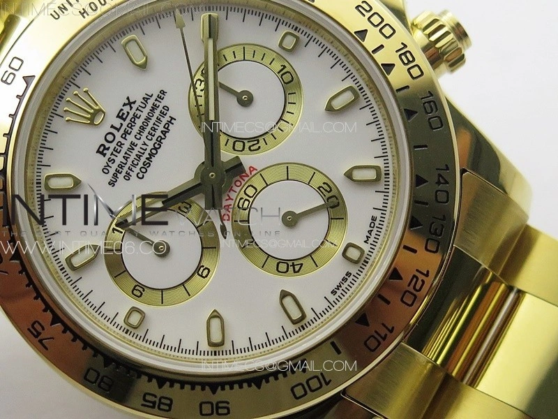 Daytona 116508 YG APSF White Dial Stick Markers On YG Bracelet Slim A7750