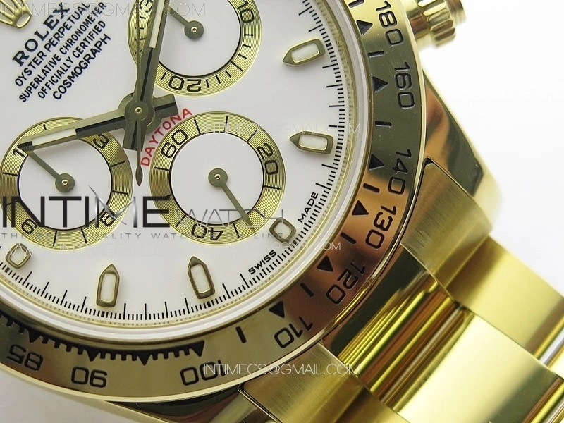 Daytona 116508 YG APSF White Dial Stick Markers On YG Bracelet Slim A7750