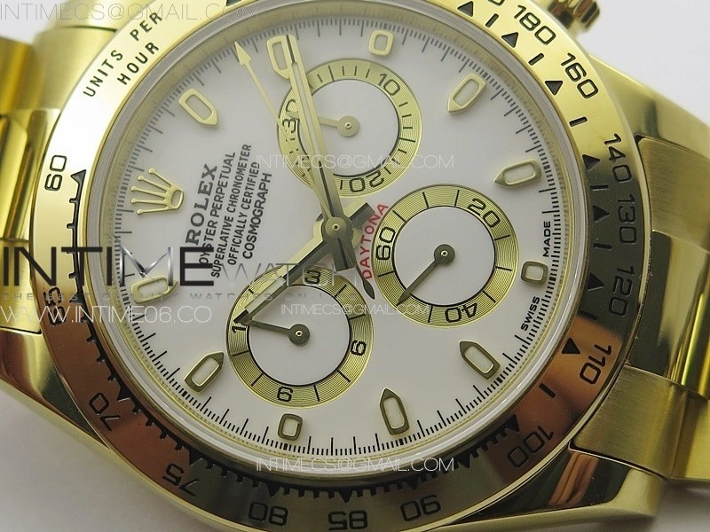 Daytona 116508 YG APSF White Dial Stick Markers On YG Bracelet Slim A7750
