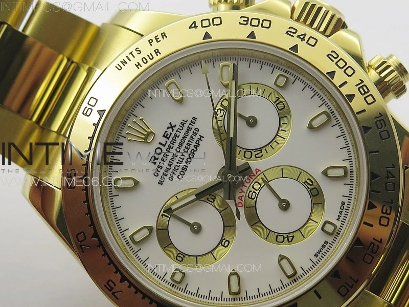 Daytona 116508 YG APSF White Dial Stick Markers On YG Bracelet Slim A7750