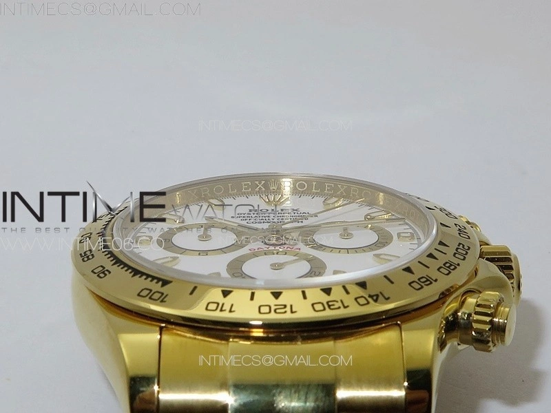 Daytona 116508 YG APSF White Dial Stick Markers On YG Bracelet Slim A7750