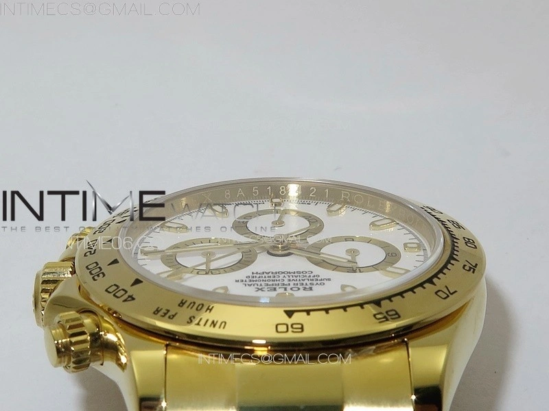 Daytona 116508 YG APSF White Dial Stick Markers On YG Bracelet Slim A7750