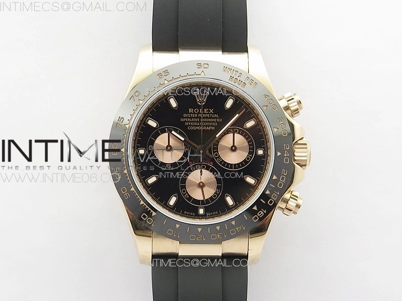 Daytona 116518LN RG APSF Black Dial Stick Markers On Rubber Strap Slim A7750