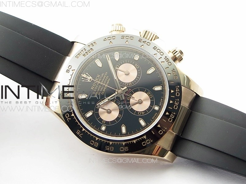 Daytona 116518LN RG APSF Black Dial Stick Markers On Rubber Strap Slim A7750