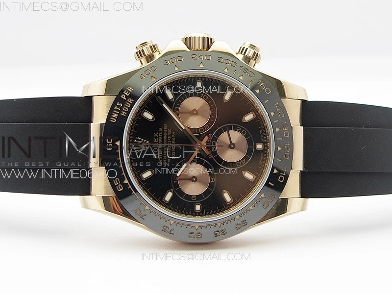 Daytona 116518LN RG APSF Black Dial Stick Markers On Rubber Strap Slim A7750