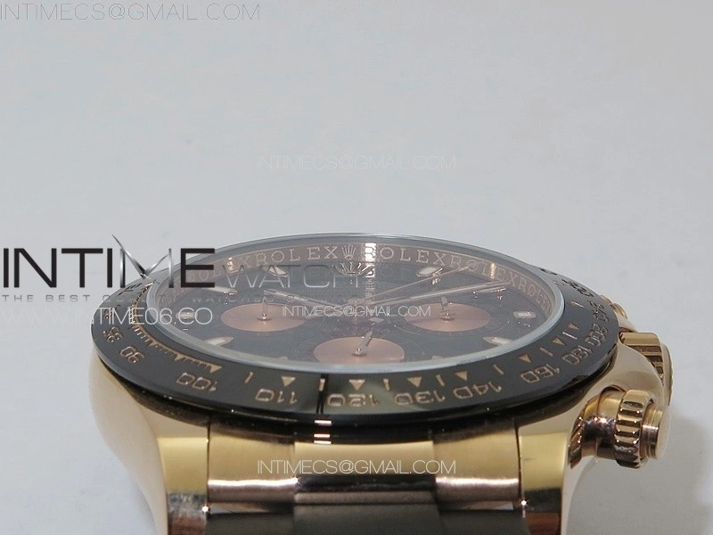Daytona 116518LN RG APSF Black Dial Stick Markers On Rubber Strap Slim A7750