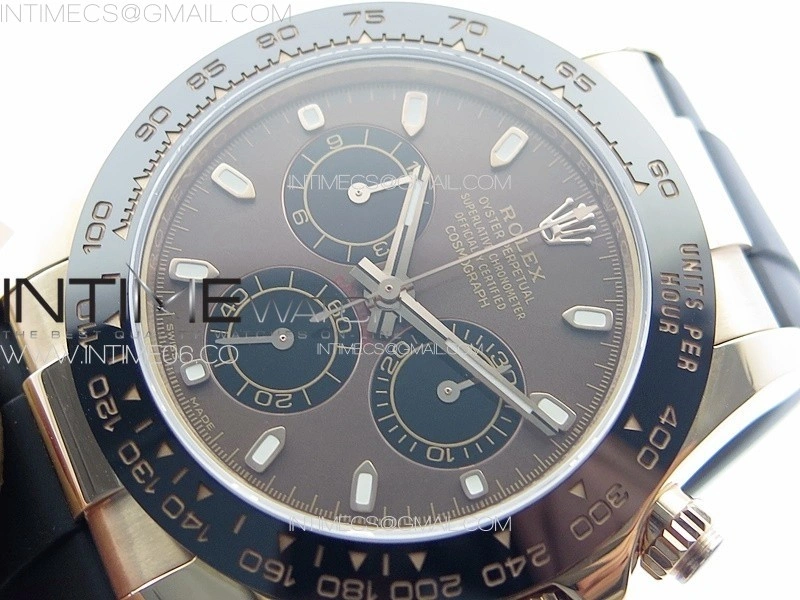 Daytona 116518LN RG APSF Brown Dial Stick Markers On Rubber Strap Slim A7750