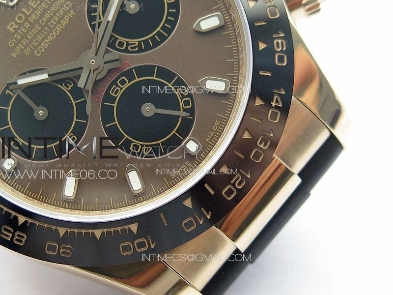 Daytona 116518LN RG APSF Brown Dial Stick Markers On Rubber Strap Slim A7750