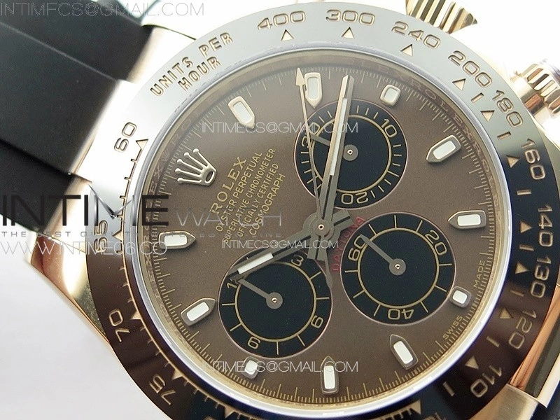 Daytona 116518LN RG APSF Brown Dial Stick Markers On Rubber Strap Slim A7750