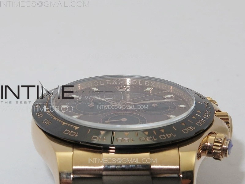 Daytona 116518LN RG APSF Brown Dial Stick Markers On Rubber Strap Slim A7750