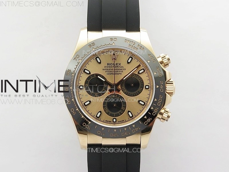 Daytona 116518LN RG APSF RG Dial Stick Markers On Rubber Strap Slim A7750