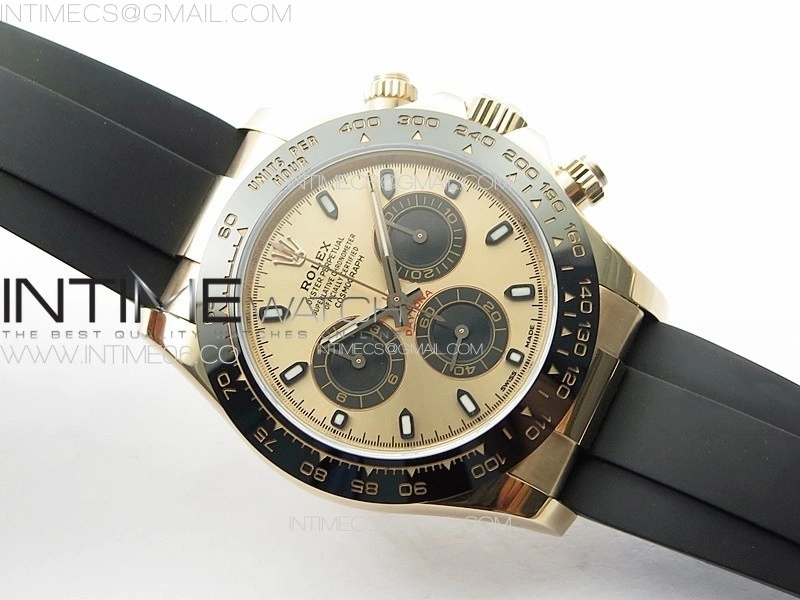 Daytona 116518LN RG APSF RG Dial Stick Markers On Rubber Strap Slim A7750