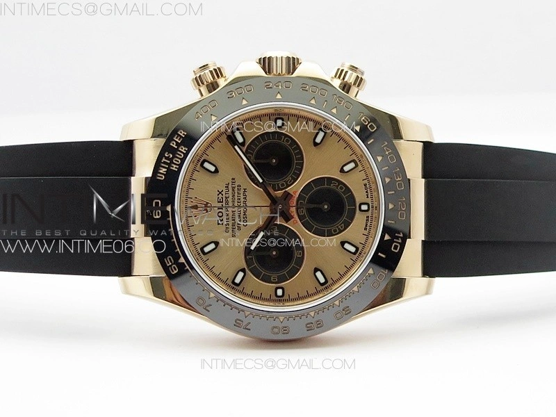 Daytona 116518LN RG APSF RG Dial Stick Markers On Rubber Strap Slim A7750